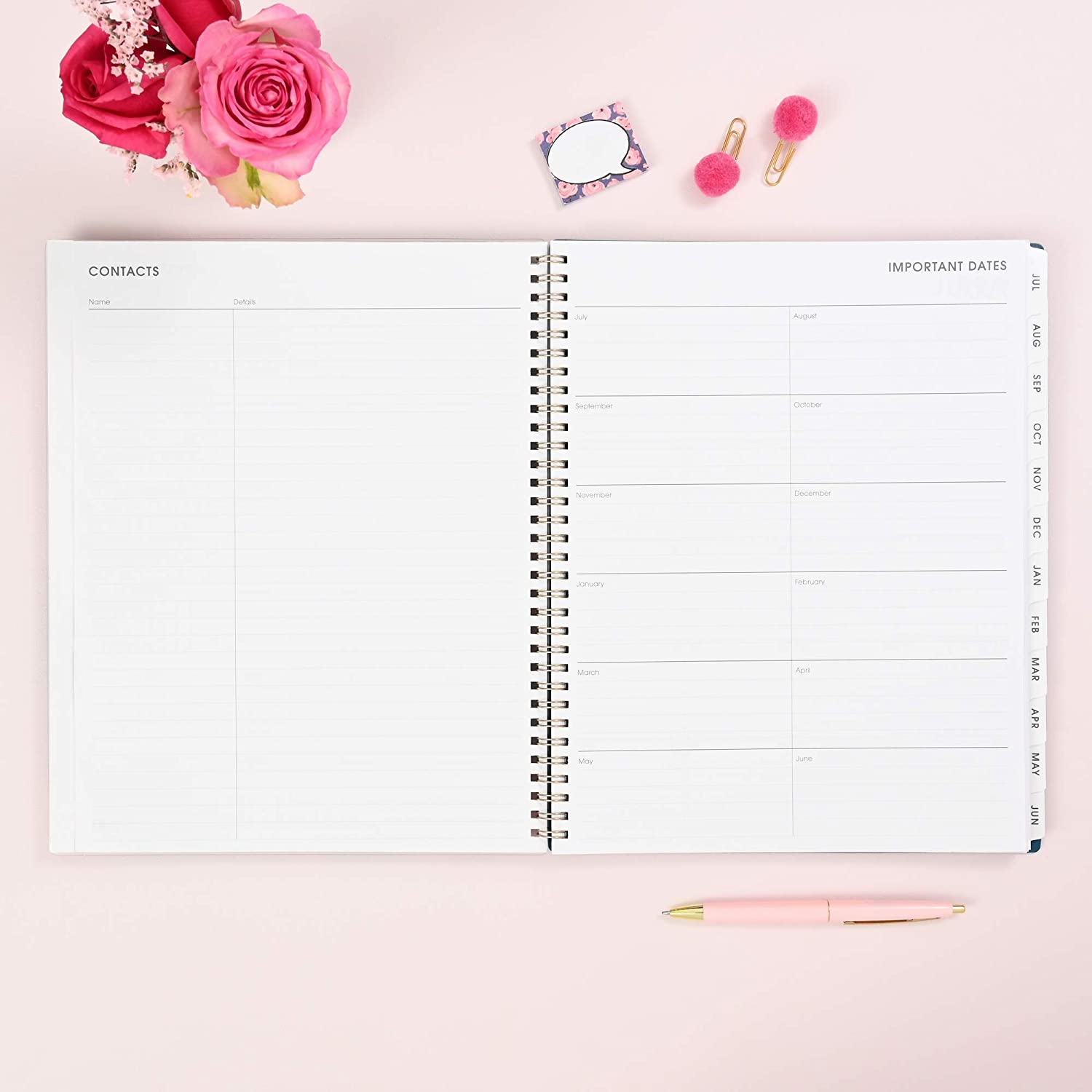 Blue Sky 2021-2020 Academic Year Weekly & Monthly Planner, 8.5" x 11", Frosted Flexible Cover, Wirebound, Roosevelt Pink (128692) - Image 5